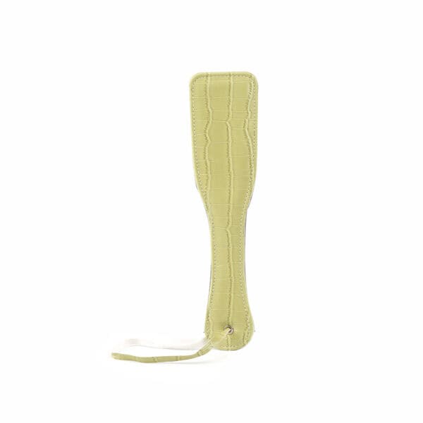Melon Yellow Macaroon Bondage Kit LIEBE SEELE, 9 pieces: headband, ball gag, collar with leash, wrist and ankle cuffs, paddle, flogger, hogtie, mini massager, melon yellow imitation leather, adjustable buckles.