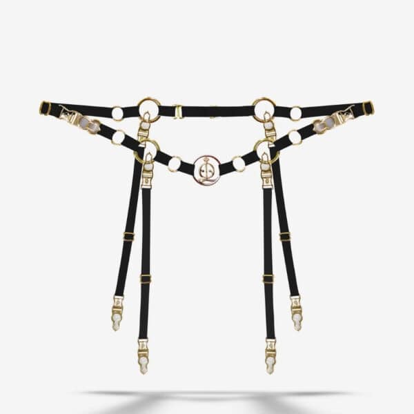 QRUCIFIX - STELLA Ceinture Porte-Jarretelles Convertible Ceinture porte-jarretelles Stella convertible, ajustable, en élastiques recyclés et Zamac plaqué or 18 carats.