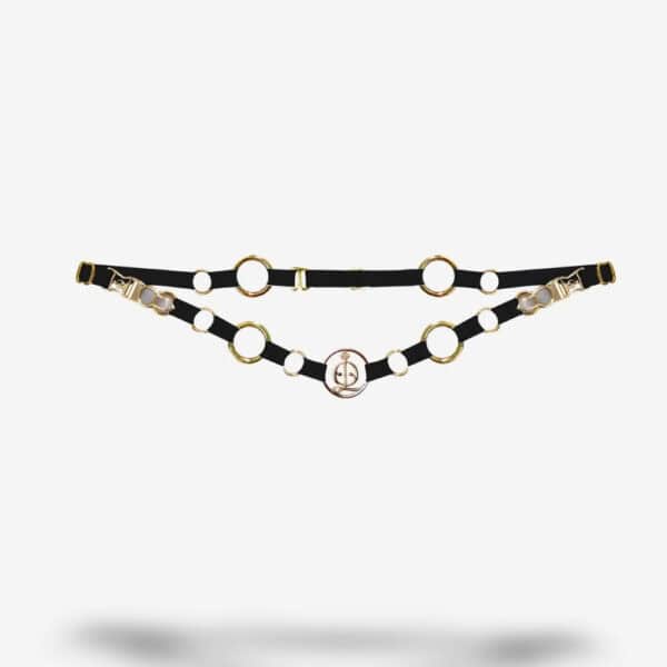 QRUCIFIX - STELLA Ceinture Porte-Jarretelles Convertible Ceinture porte-jarretelles Stella convertible, ajustable, en élastiques recyclés et Zamac plaqué or 18 carats.