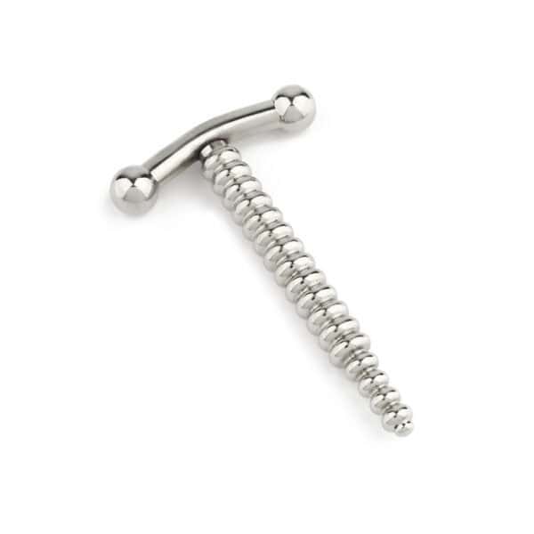 BRIGADE MONDAINE - Penis plug Tornillo El tapón uretral Packshot tiene una longitud corta y un diámetro estrecho diseño cerrado de acero inoxidable pulido superficie lisa para una inserción suave y asa de seguridad integrada