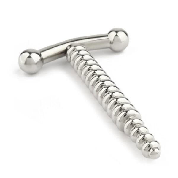 BRIGADE MONDAINE - Penis plug Tornillo El tapón uretral Packshot tiene una longitud corta y un diámetro estrecho diseño cerrado de acero inoxidable pulido superficie lisa para una inserción suave y asa de seguridad integrada