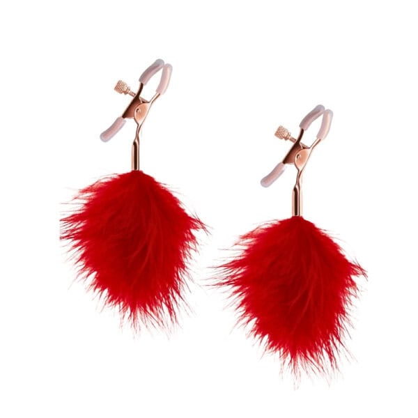 Зажимы для сосков Packshot Red Feather с силиконовым наконечником и деталями из розового золота