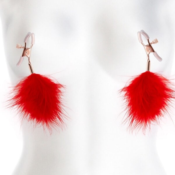 Зажимы для сосков Packshot Red Feather с силиконовым наконечником и деталями из розового золота