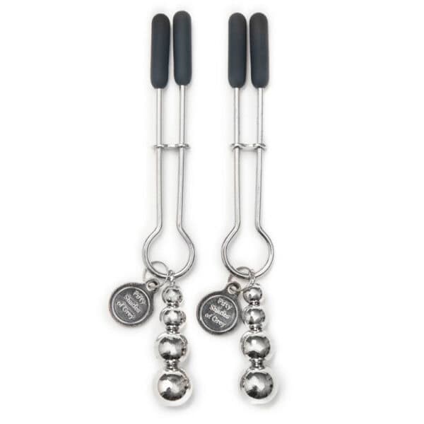 BRIGADE MONDAINE - Pinzas para pezones Pinzas ajustables para pezones de metal plateado sin níquel con puntas de silicona y cadena lastrada