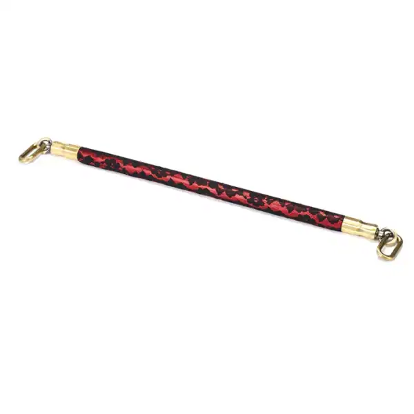 50 cm spacer bar in Red Leatherette covered in Black Lace with gold metal details and fasteners