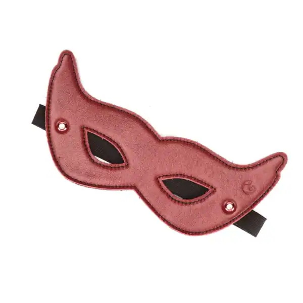 Weinrote Augenmaske aus Rindsleder mit verstellbarem Gummiband und roségoldenem Metallic-Finish
