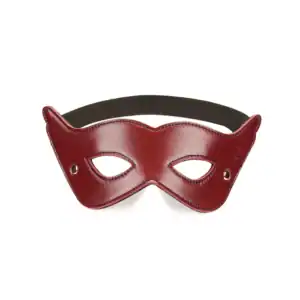 Weinrote Augenmaske aus Rindsleder mit verstellbarem Gummiband und roségoldenem Metallic-Finish