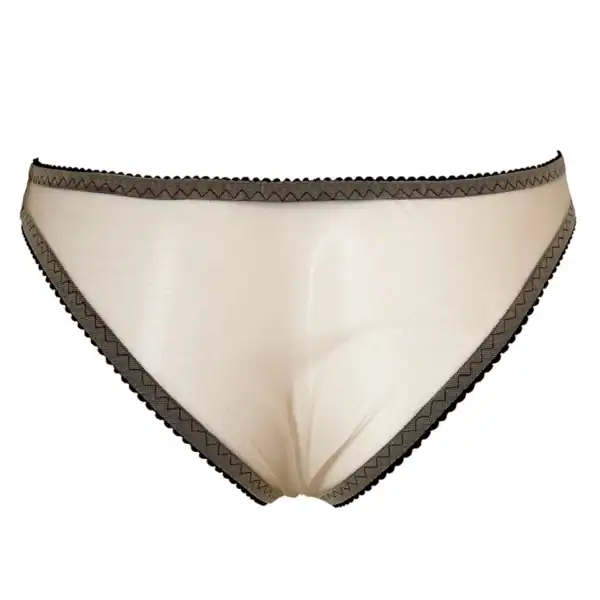 VIDE NOIR - Dogma Tanga bragas Tanga de talle bajo en tul nude bordado negro, con detalle de triángulo de satén en la parte delantera. Espalda minimalista en suave tul. Braguita vegana ligera y cómoda.