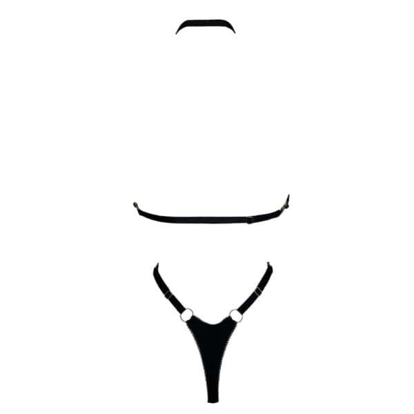 Body Erato en jersey doux extensible avec découpes précises, ouvertures goutte d’eau, élastique picot, bretelles réglables et amovibles, quincaillerie argentée discrète.