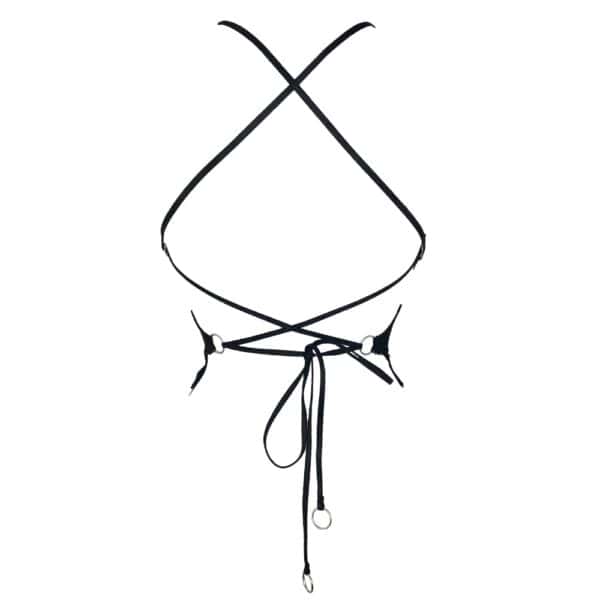 Soutien-gorge Mania en jersey de coton extensible avec découpe centrale, attaches porte-jarretelles, élastique picot, bretelles réglables et quincaillerie argentée.