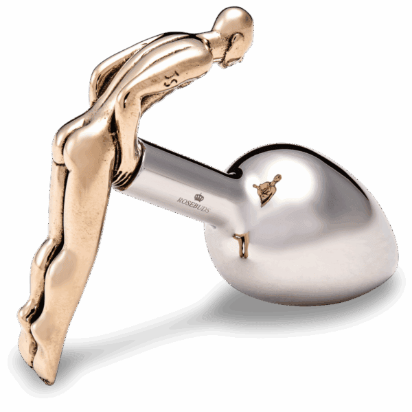Plug anal Fessman ROSEBUDS en acier chirurgical et bronze rhodié, finition miroir polie à la main, design sculptural et poids optimal pour un plaisir profond.