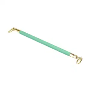 Hada BDSM LIEBE SEELE barra separadora con revestimiento verde agua y mosquetones metálicos dorados, accesorio de alta gama ofrecido por Brigade Mondaine, sobre fondo blanco.