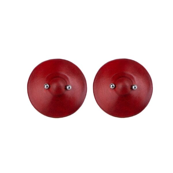 RE:STRICT - Red Leather Pasties Handmade red molded leather pasties, minimalist and provocative bondage creations by RE:STRICT.