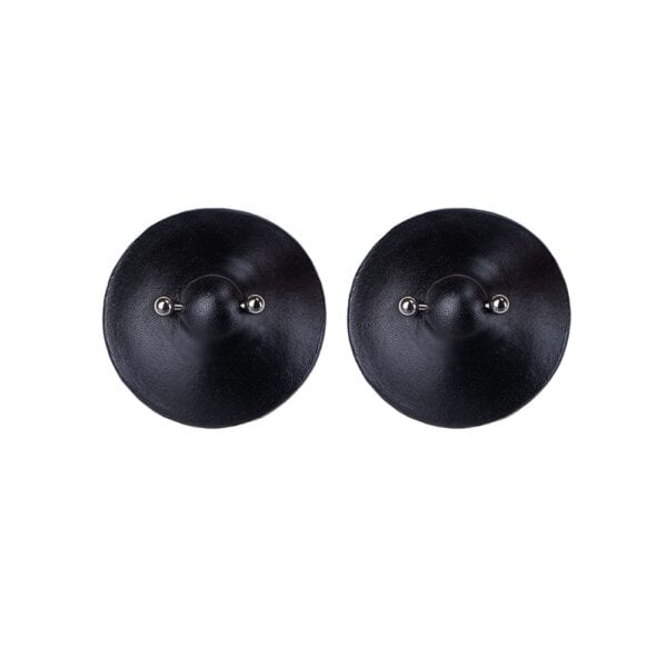 RE:STRICT - Pasties Schwarzes Leder Handgefertigte Pasties aus schwarzem, geformtem Leder, minimalistische und provokante Bondage-Kreationen von RE:STRICT.
