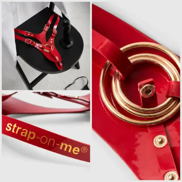 STRAP-ON-ME Harnais Pegging Fabulous – Cuir rouge et anneau central – Brigade Mondaine Paris Harnais de pegging STRAP-ON-ME en cuir rouge avec anneau central doré et sangles réglables, sélection Brigade Mondaine Paris.