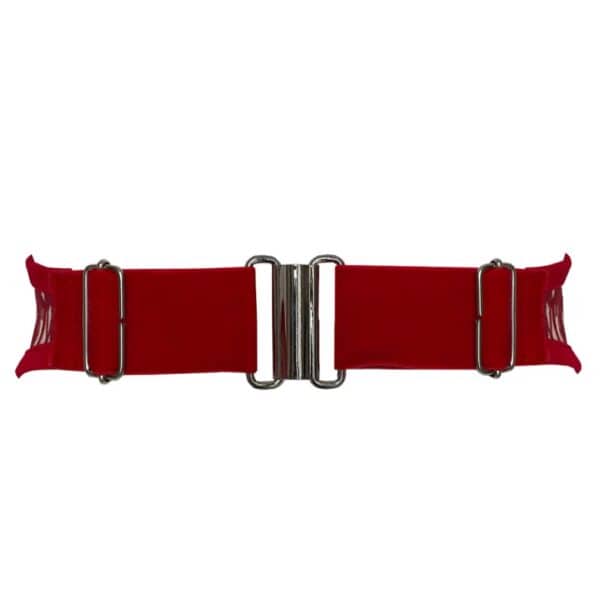 Cinturón Corsé CRIMSON EMPTY BLACK Brigade Mondaine Paris Cinturón corsé CRIMSON EMPTY BLACK ofrecido por Brigade Mondaine Paris, cinturón rojo de tul transparente bordado con motivos de gotas brillantes, líneas verticales estructuradas y acabados limpios.