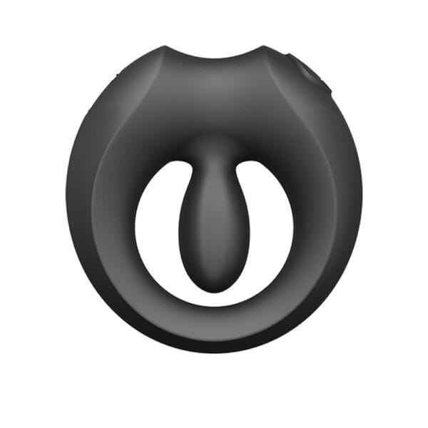 APIS connected cockring presented with its charging case, USB cable and warranty card, set against a light background in a minimalist, elegant setting.
