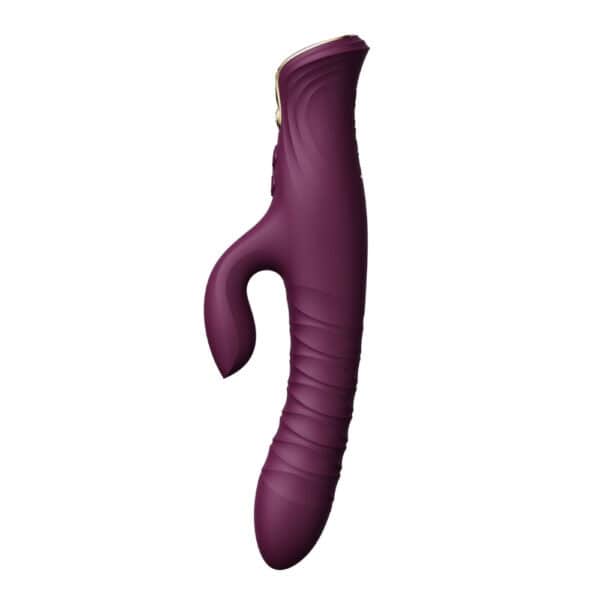 Vibromasseur Rabbit MOSE violet design premium | Brigade Mondaine Vibromasseur Rabbit MOSE noir à double stimulation, surface mate texturée et lignes ergonomiques, présenté sur fond blanc dans une esthétique épurée et contemporaine.