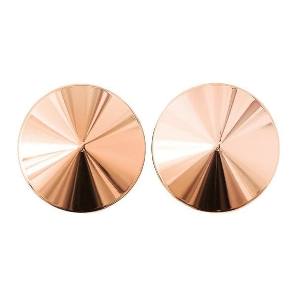 Seduction gold nipple covers glossy finish | Brigade Mondaine A pair of Seduction teat covers in gilded metal with a circular surface and high-gloss finish, presented on a white background in a neat, minimalist aesthetic.