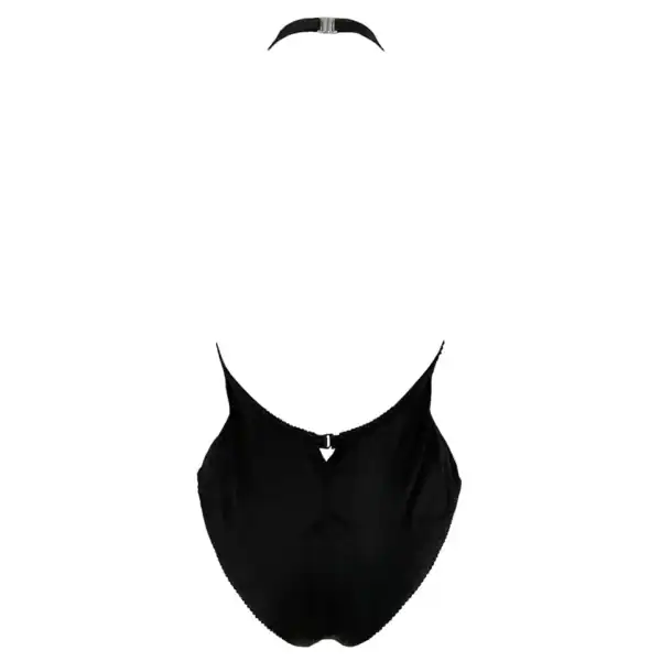 Body Catedral Espalda Vacía NEGRO Brigade Mondaine Paris VACÍO NEGRO Body catedral a pelo presentado por Brigade Mondaine Paris, body negro con espalda abierta e inserciones bordadas gráficas estilo vidriera, contraste de opacidad y transparencia.