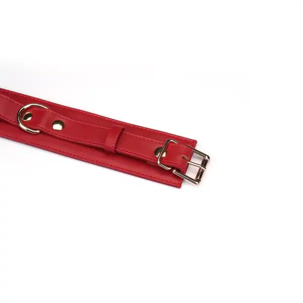Kit menottes Crimson Desire de la marque Liebe Seele, composé de deux menottes en cuir rouge avec boucles réglables et anneaux métalliques, présenté sur fond clair dans l’univers Brigade Mondaine Paris.