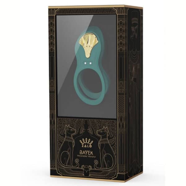 Portable vibrator with ergonomic design, presented with its box, set against a blue and red background, selection Brigade Mondaine Paris. Electric Sextoys