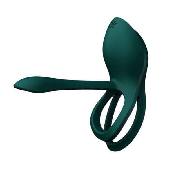 Portable vibrator with ergonomic design, presented with its box, set against a blue and red background, selection Brigade Mondaine Paris. Electric Sextoys