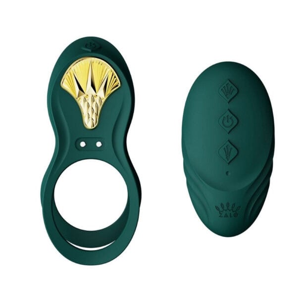 Portable vibrator with ergonomic design, presented with its box, set against a blue and red background, selection Brigade Mondaine Paris. Electric Sextoys