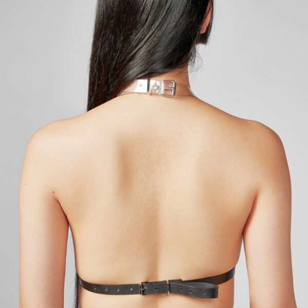Black flame design bra with graphic structure and bold style